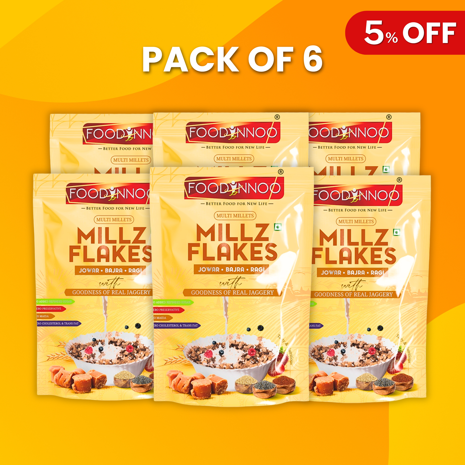 MillzFlakes – Jowar, Bajra & Ragi (Pack of 6)