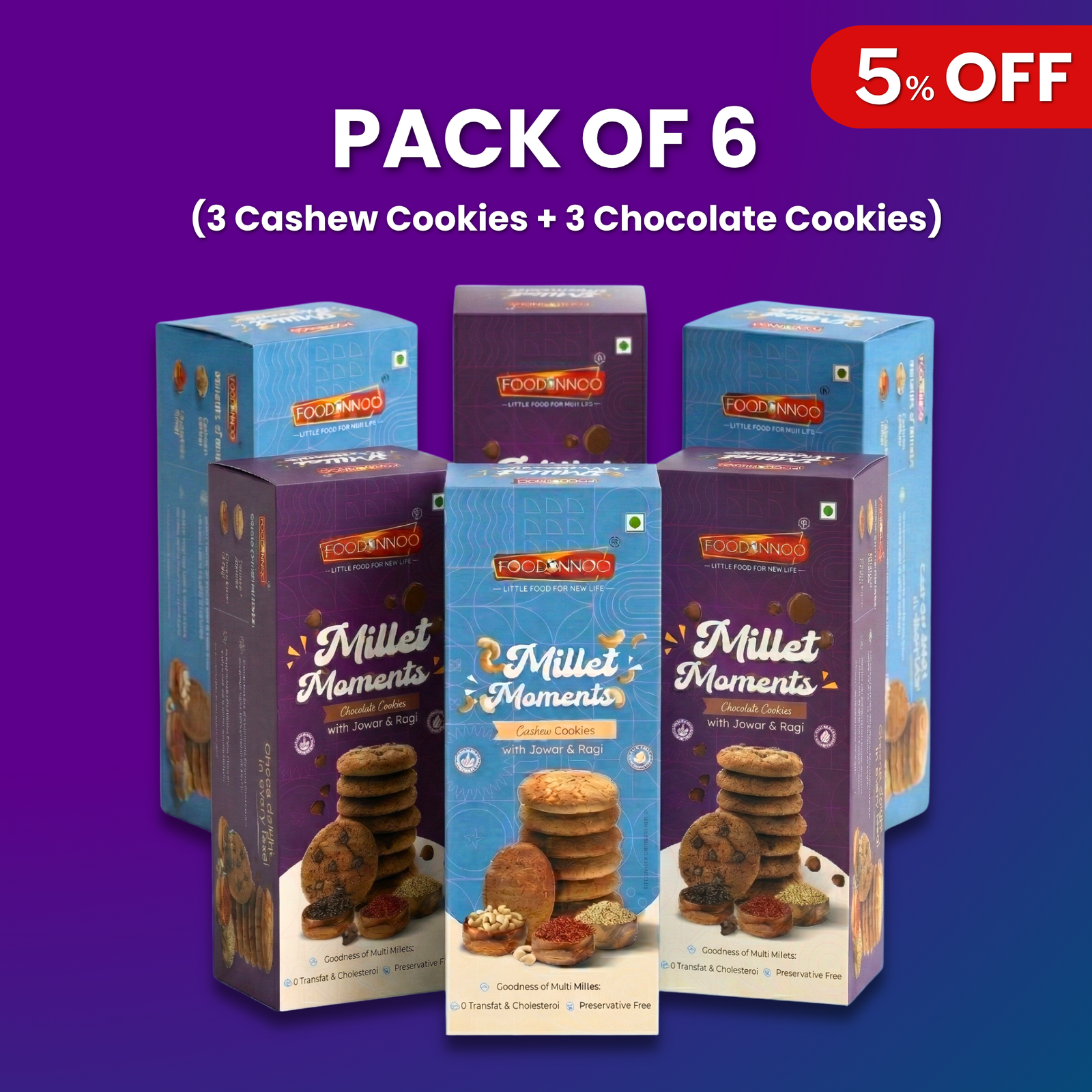 Millet Moments – Cashew & Chocolate Cookies (Pack of 6)