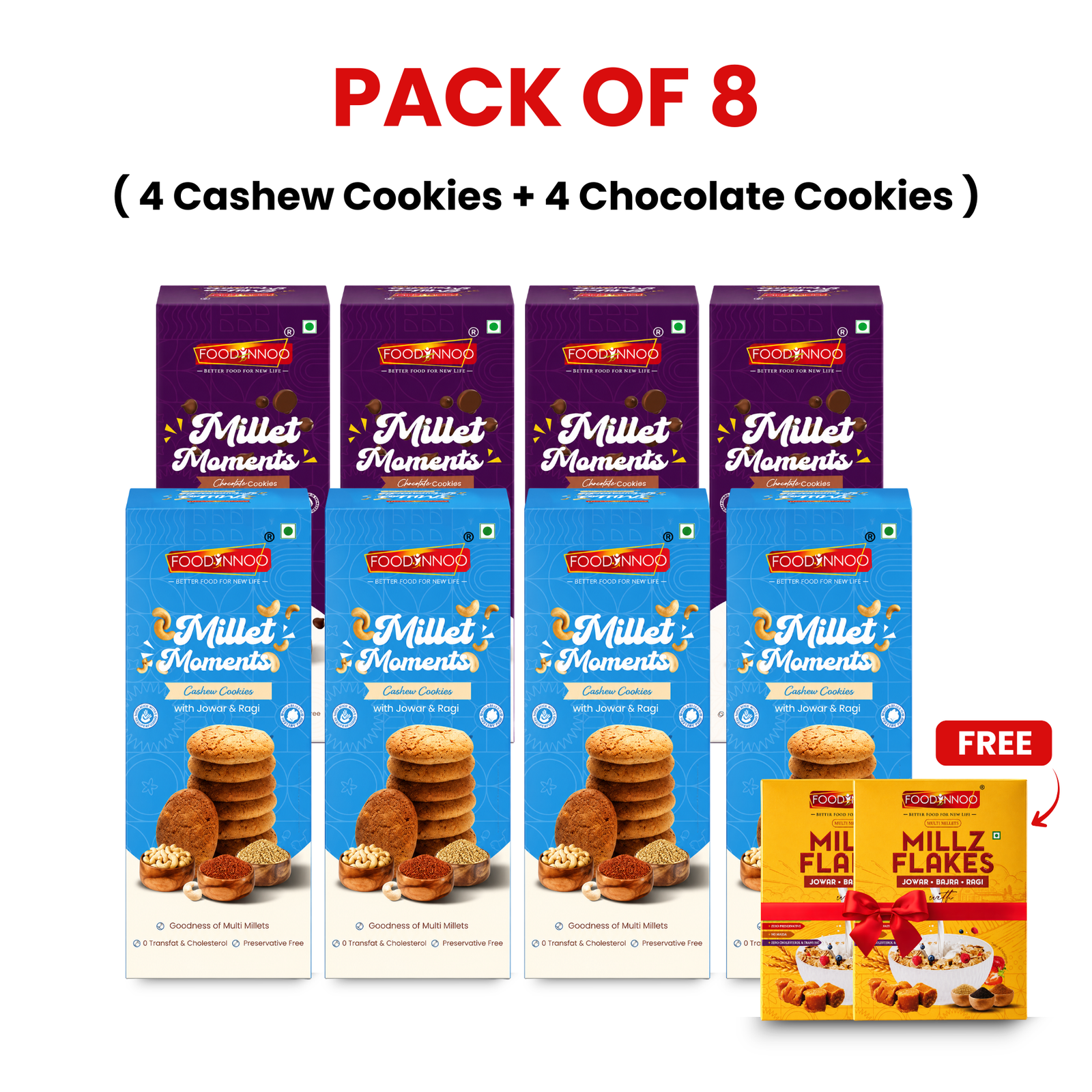 Millet Moments – Cashew & Chocolate Cookies (Pack of 8)