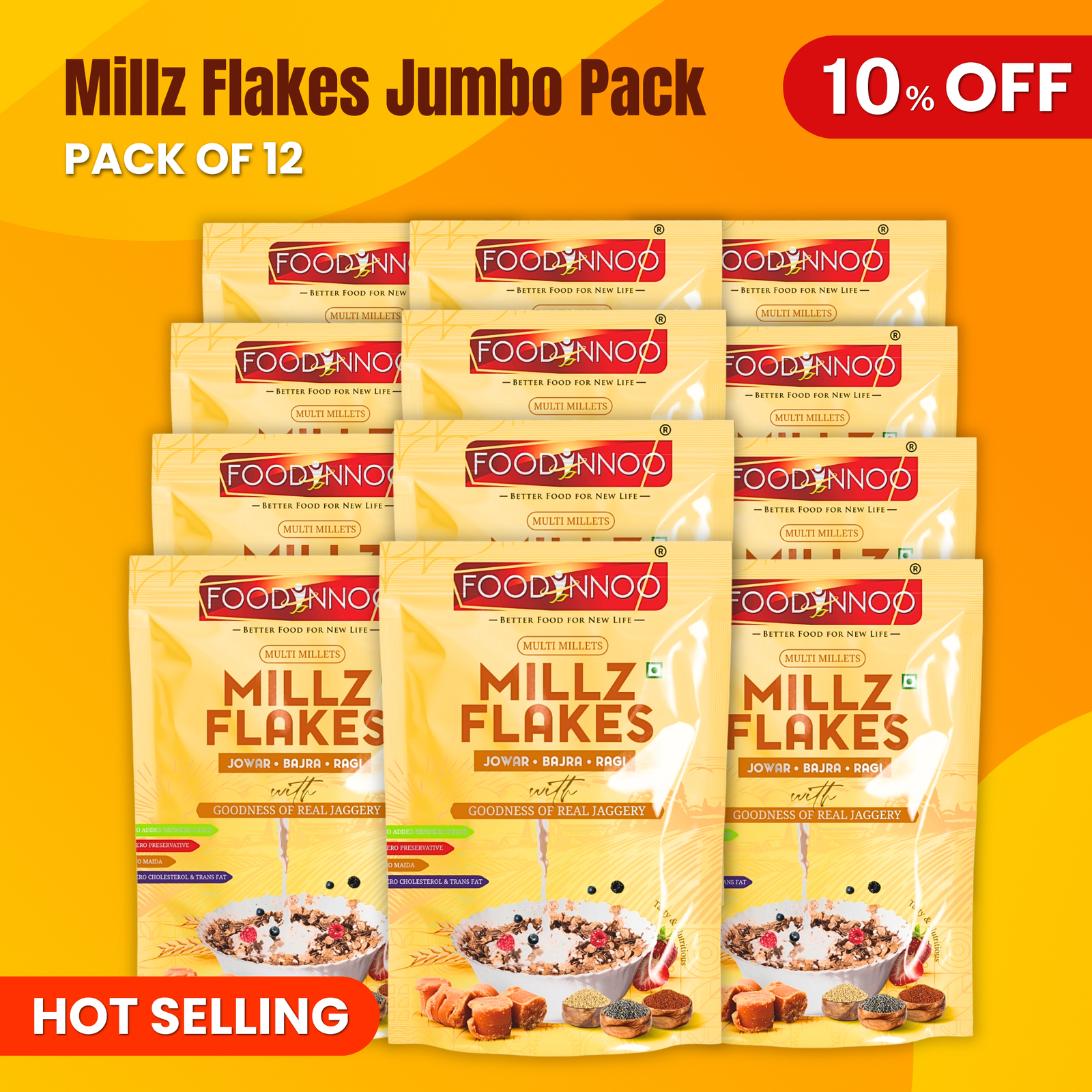 MillzFlakes – Jowar, Bajra & Ragi (Pack of 12)